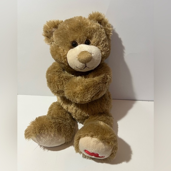 The Petting Zoo Teddy Bear Plush Embroidered Hearts on Foot 1994 - Picture 1 of 10